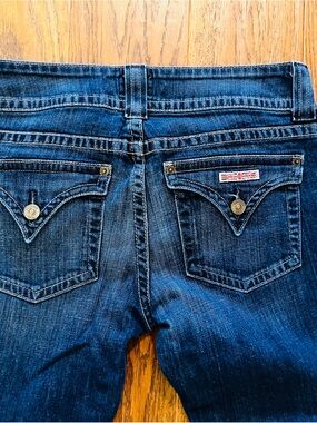 Hudson Jeans Dark Blue Cropped Denim with Decorative Back Pockets